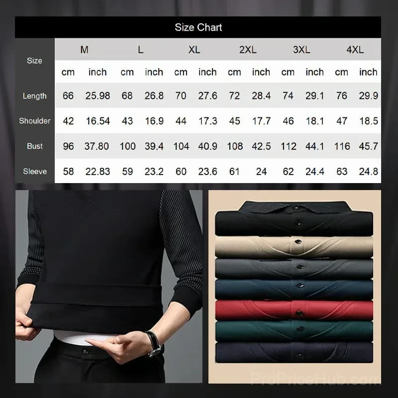 Men's Lapel Faux Two-Piece Knitted Shirt, Khaki, M - View 8