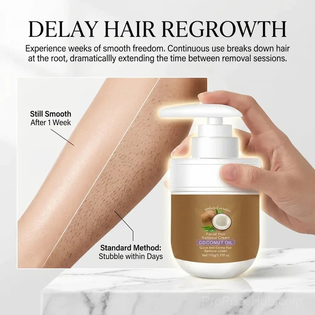Coconut Hair Removal Cream for Face, Underarms, Legs & Intimate Areas - View 7
