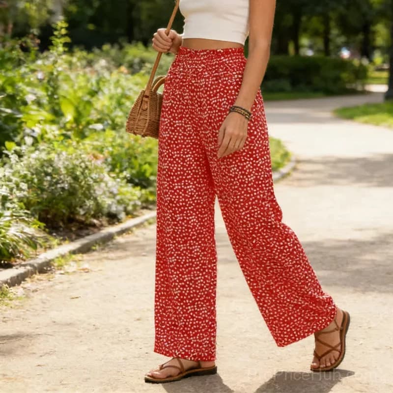 Women's Smocked High Waist Wide Leg Pants - Black, S - View 5